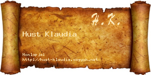 Hust Klaudia névjegykártya